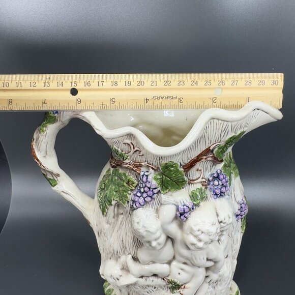 Vintage 1975 Hand Painted Ceramic Jug Pitcher Carafe Artist Signed Naked Men VTG - Picture 4 of 14